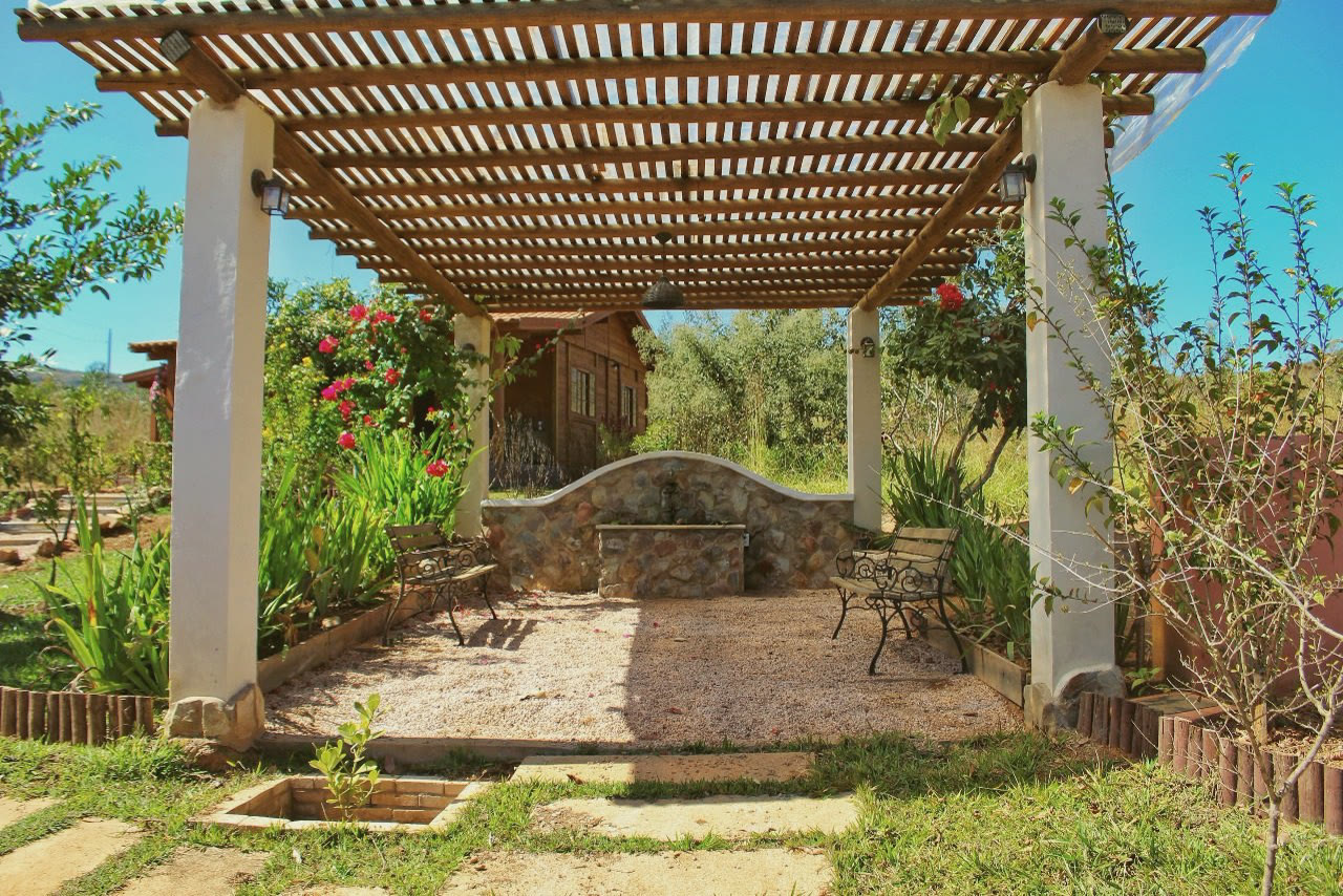 Pergola and garden at Ashiyana