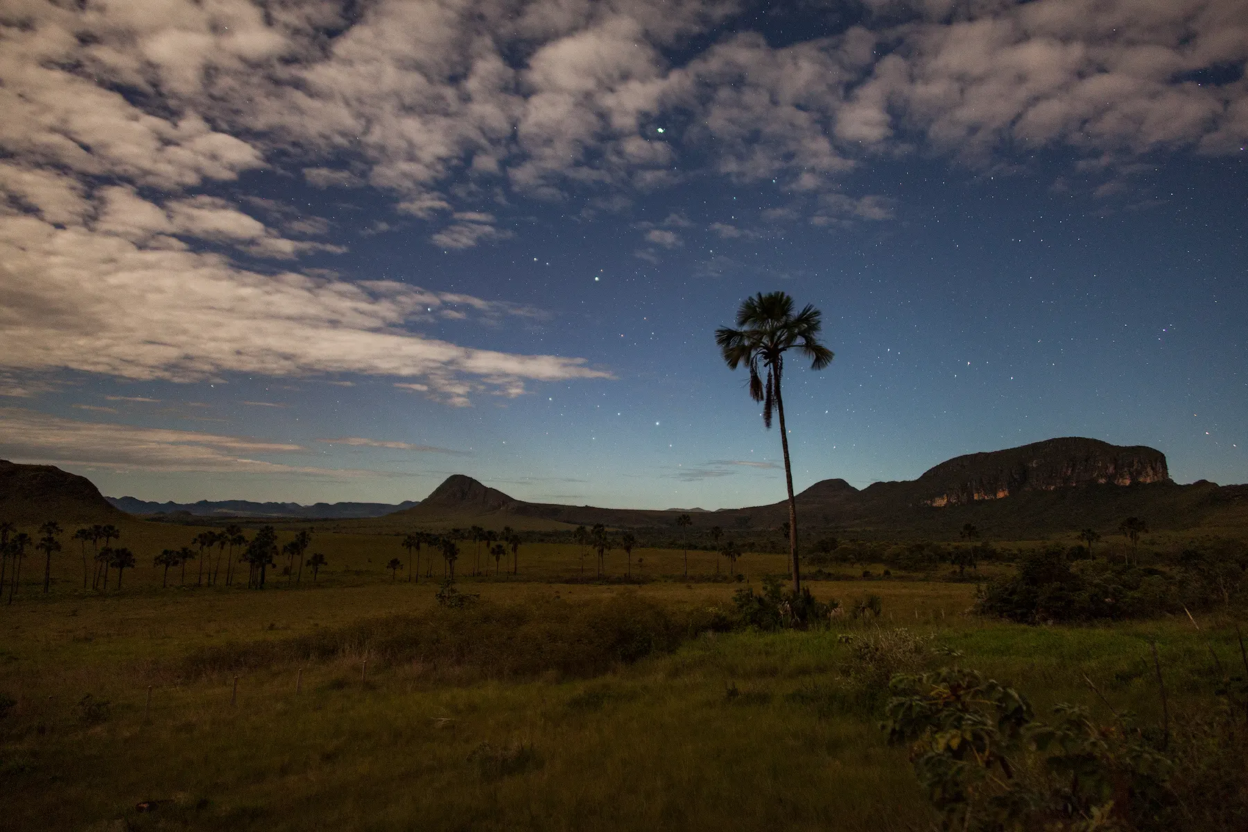 Jardim de Maytrea at night, Chapada dos Veadeiros